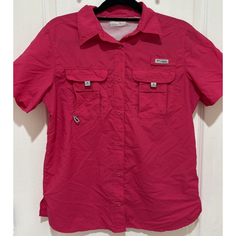 Columbia PFG Women's Pink Vented Fishing Button-Up Shirt Top Sz Large